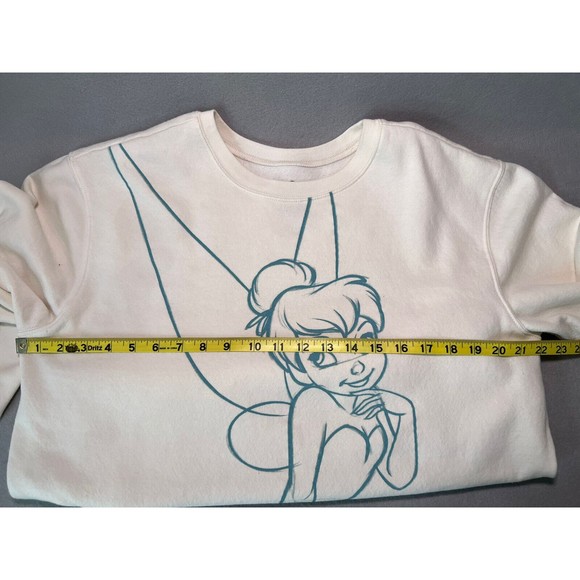 Disney Tinkerbell Womens Crewneck Sweatshirt XL Long Sleeve Ivory Pullover - Picture 4 of 5